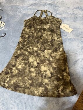 Marika Olive and Black Abstract Halter Tank Dress